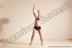 Underwear Gymnastic poses Man White Slim Bald Dancing Dynamic poses Academic